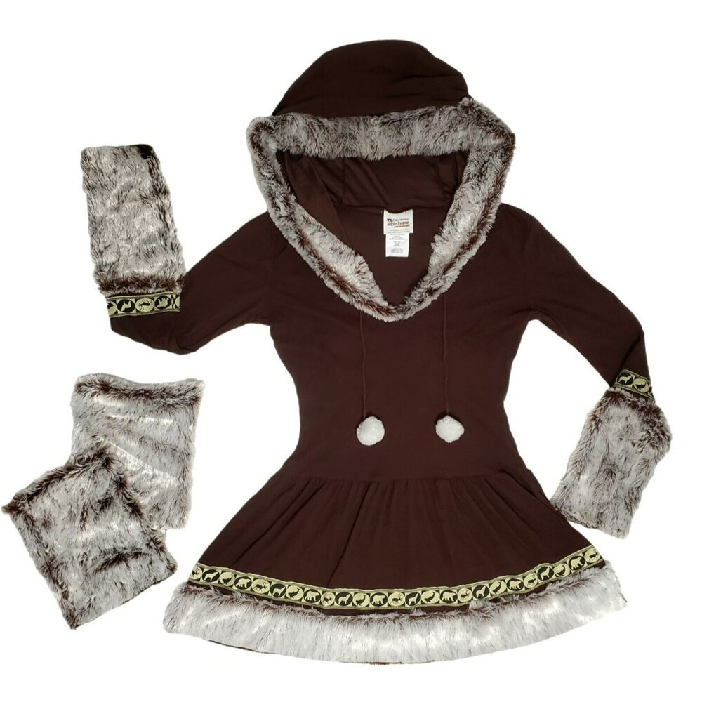 Sexy Eskimo Costume Halloween Dress Boot Covers Fur Trim Cosplay Womens L 10-12 - Picture 12 of 12